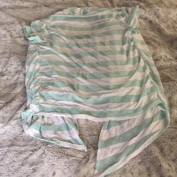 Sheer open front tee S mint stripe white tank DEB - Picture 4 of 5